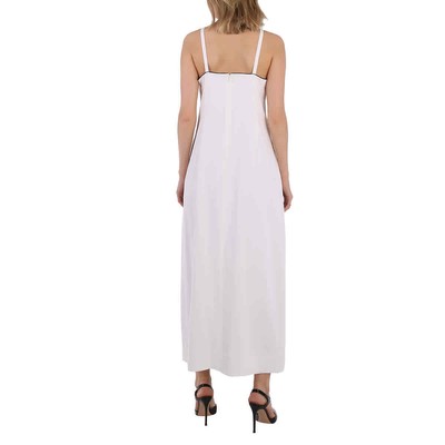 Pre-owned Burberry White Stretch Jersey Drape Detail Gown