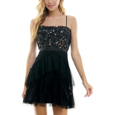 Женское черное расклешенное платье с пайетками City Studios для юниорок 5/6 BHFO 0331