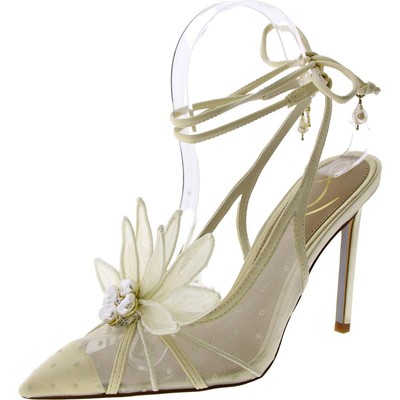 Женские туфли на высоком каблуке Sam Edelman Aura цвета слоновой кости с ремешками на заднике 5,5 см (B, M) BHFO 6525