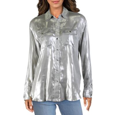 

Женская блузка-топ блузка с серебристым металликом Lauren Ralph Lauren Zondra  BHFO 8609, Серебряный