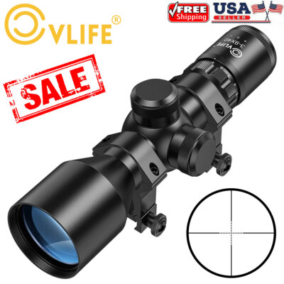 Compact 3-9x40 Rifle Scope Mil-Dot Crosshair Reticle Gun Scope with 20mm Mounts