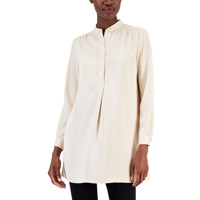 Женская блузка-туника с длинными рукавами цвета слоновой кости и Шармез Anne Klein, L BHFO 2862