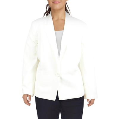 Kasper Womens White Crepe One-Button Blazer Jacket Plus 24W BHFO 7083
