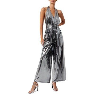 French Connection Womens Ronja Silver Halter Smocked Party Jumpsuit XS BHFO 6079