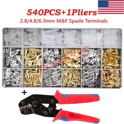 900/540Pcs Male Female Spade Wire Connector Crimp Terminal for Car Audio Speaker