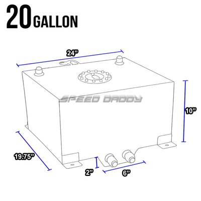 20 GALLON BLACK ALUMINUM FUEL CELL GAS TANK+CAP+LEVEL SENDER+STEEL FUEL LINE KIT