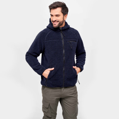 Brandit Teddyfleece Jacket Fashionable Fluffy Mens Winter Streetwear Navy