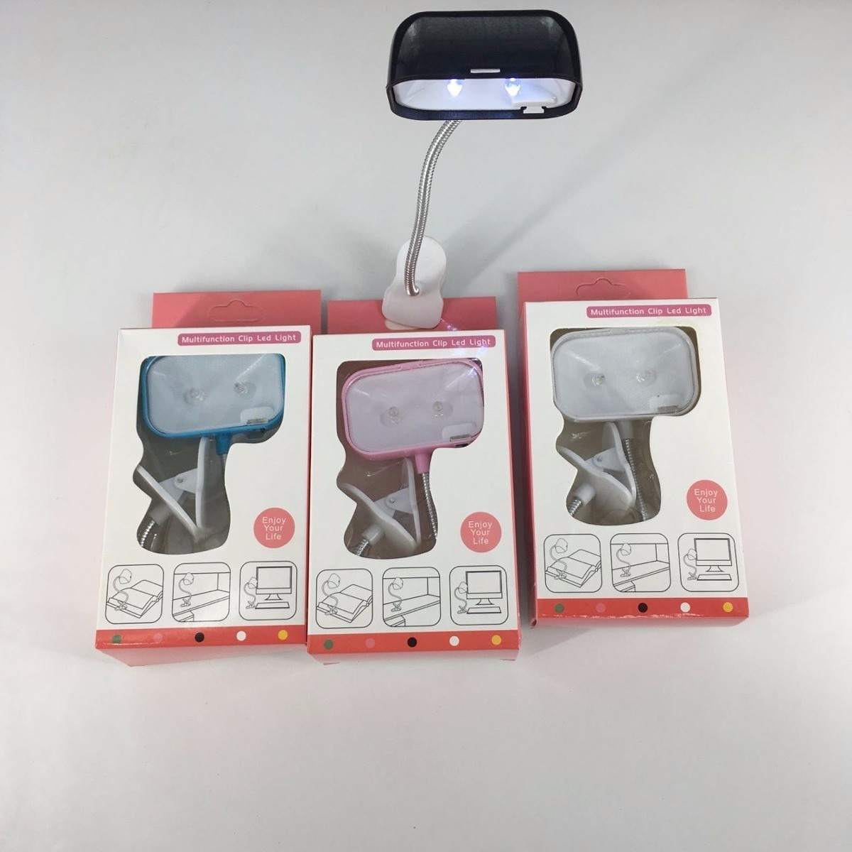 Lampada Luce Lampadina 2 Led Con Clip a Batteria Lettura Libri Notebook linq