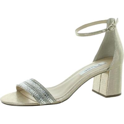 

Женские золотые кожаные сандалии на каблуке с открытым носком Nina 8.5 Medium (B,M) BHFO 1378, Золотой