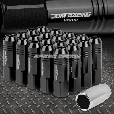 НАБОР ГАЕК JDM С ОТКРЫТЫМ КОНЦОМ ИЗ АЛЮМИНИЯ ЧЕРНОГО ЦВЕТА С 20 НАКОНЕЧНИКАМИ + АДАПТЕР M12X1,5 ДИАМЕТРОМ 20 ММ/ ВЫСОТОЙ 60 ММ