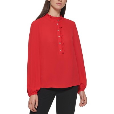 Женская красная блузка с оборками и пуговицами спереди от Tommy Hilfiger, XL BHFO 1340