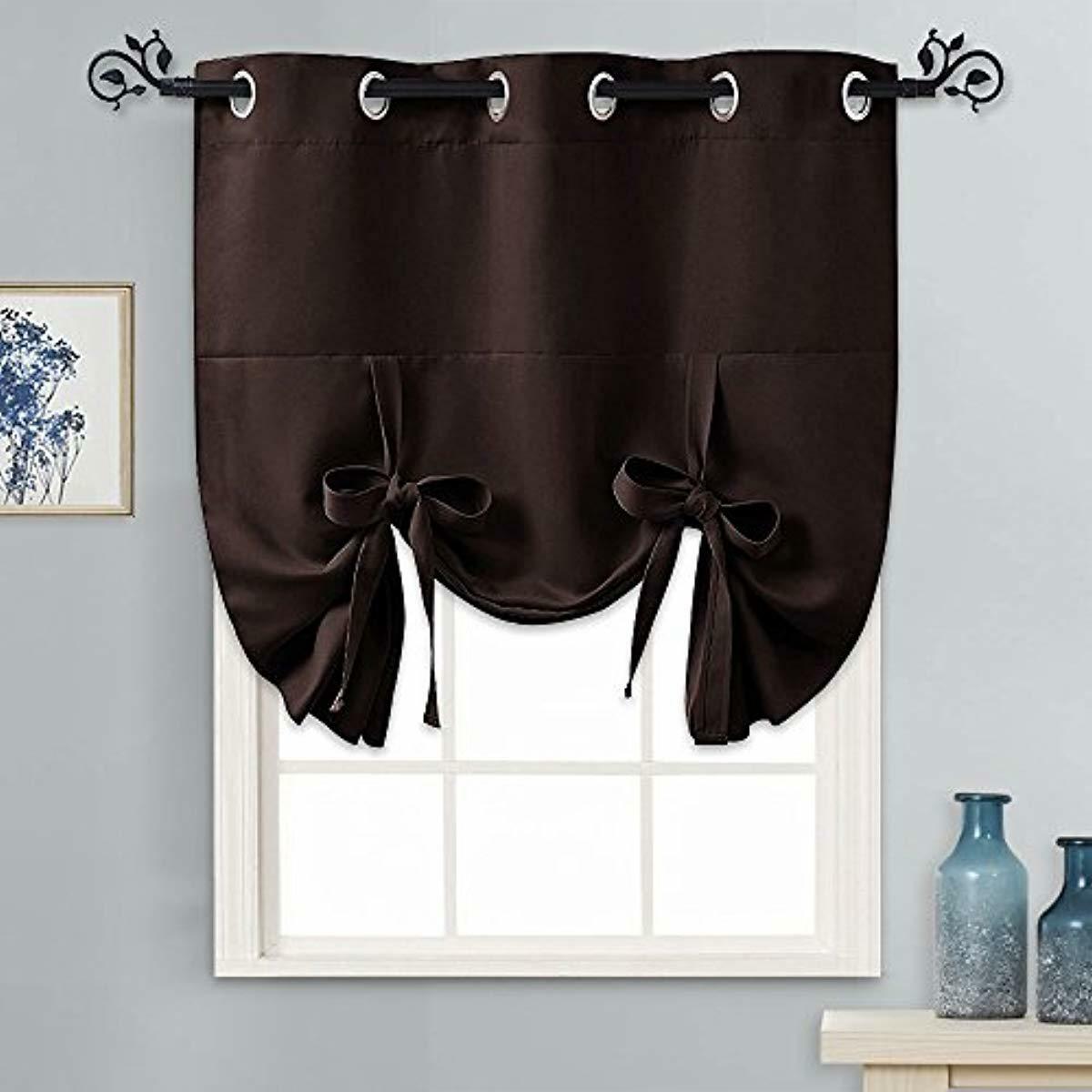 PONY DANCE Blackout Shades for Windows -Tie Up Curtains and Valances 1 Piece Set