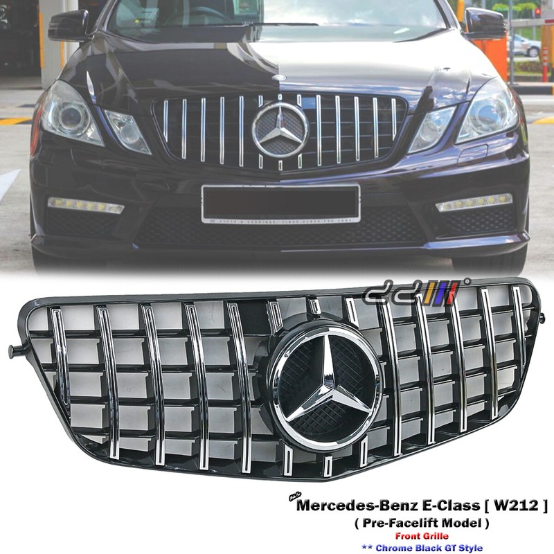 Front Chrome GT Grille For Mercedes Benz W212 E-Class E180 E200 E300 2009-2013'