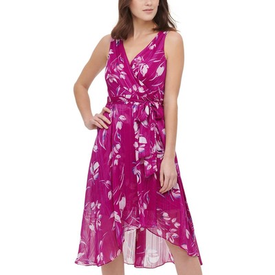 Женское фиолетовое шифоновое платье с запахом DKNY 12 BHFO 5857