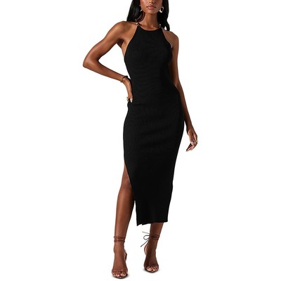 ASTR the Label Womens Umiko Black Beaded Halter Midi Sweaterdress XS BHFO 4983