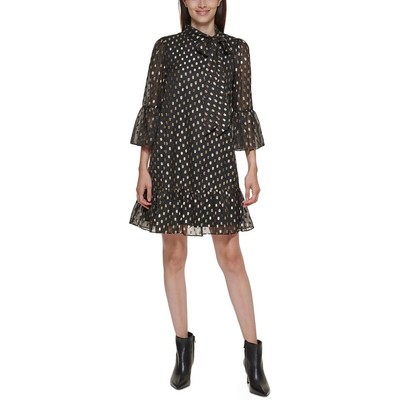 Женское черное металлическое мини-платье-сорочка Calvin Klein Petites 0P BHFO 5236