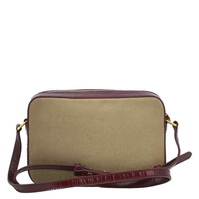 Pre-owned Bally Bar Daniel Embossed Leather Crossbody Bag Wac01t Cv042 I1b9o In Sand/burgundy/brown