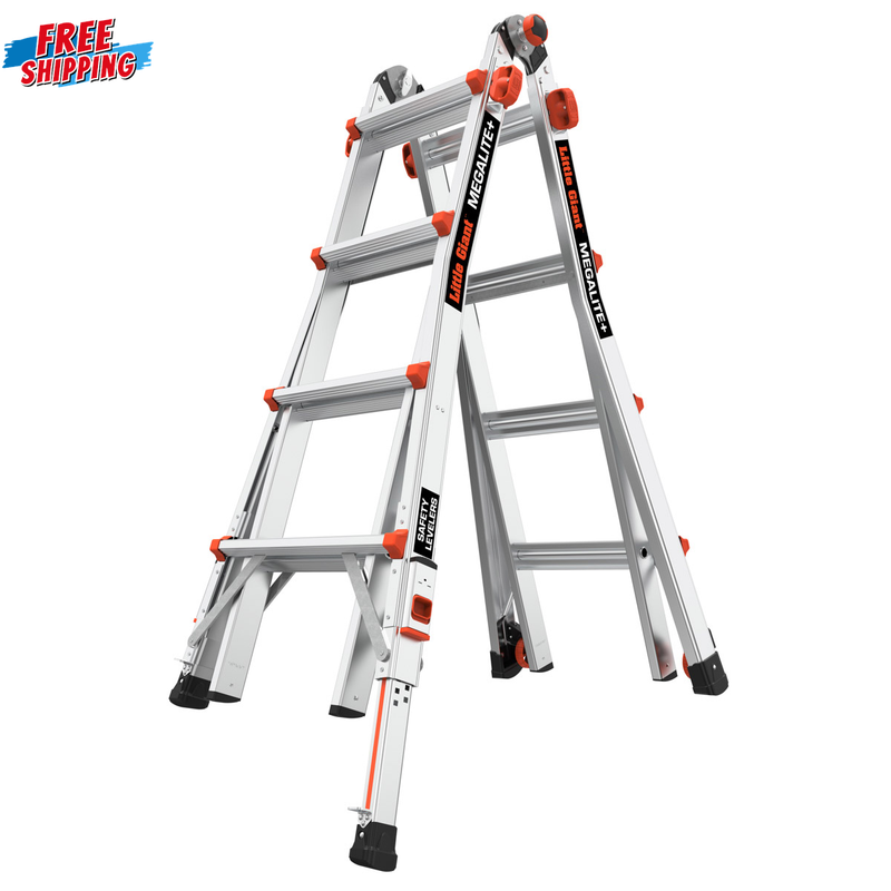 Little Giant MegaLite+ 18 ft. Reach Ladder with Leg Levelers