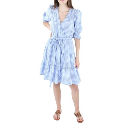 

Женское синее льняное платье с поясом и расклешенным поясом Lauren Ralph Lauren  BHFO 5318, Blue light/white