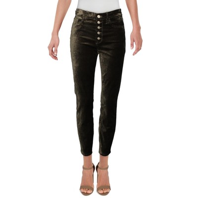 

7 For All Mankind Женские зеленые бархатные джинсы скинни с высокой талией  BHFO 9204, Dark green