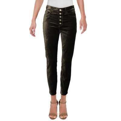 7 For All Mankind Женские зеленые бархатные джинсы скинни с высокой талией 25 BHFO 9204