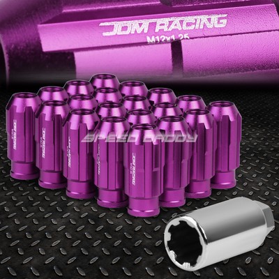 НАБОР ГАЕК JDM С ОТКРЫТЫМ КОНЦОМ ИЗ АЛЮМИНИЯ ФИОЛЕТОВОГО ЦВЕТА С 20 НАКОНЕЧНИКАМИ + АДАПТЕР M12X1.25 ДИАМЕТРОМ 24 ММ / ВЫСОТОЙ 50 ММ