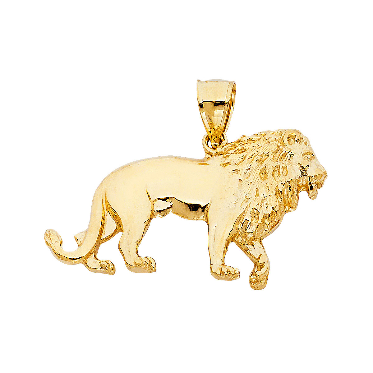 Pre-owned Tgdj 14k Solid Yellow Gold Lion Pendant - Diamond Cut Necklace Charm Men Women