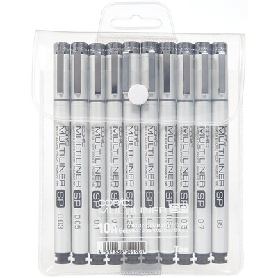 Copic Marker Multiliner SP Ink Pen Pack of 10 Black MLSP10A