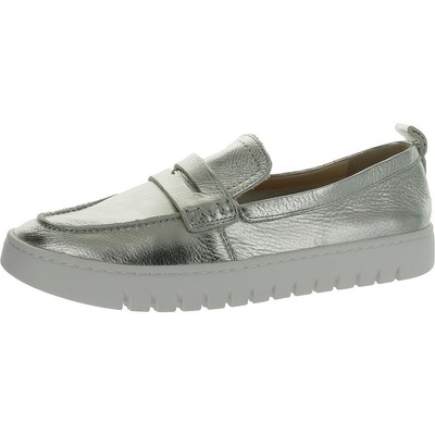Vionic Womens Uptown Silver Leather Loafers Shoes 8 Wide (C,D,W) BHFO 5919