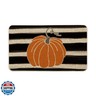 Artoid Mode Watercolor Stripes Pumpkin Decorative Doormat, Fall Seasonal Harvest Thanksgiving Vintage Rustic Low-Profile Yard Floor Mat Switch Mat for Indoor Outdoor 17 x 29 Inch