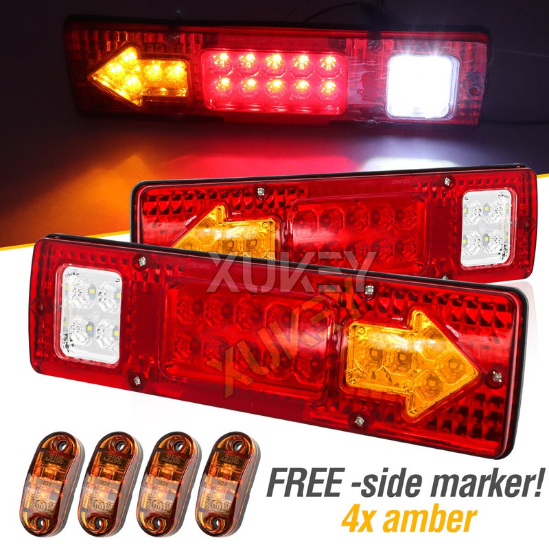 6 x LED Tail Light Arrow Turn Signal Amber Side Marker Kit Trailer Caravan Truck