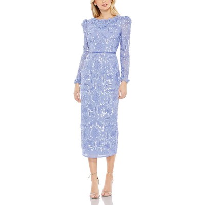 Mac Duggal Womens Blue Georgette Midi Cocktail And Party Dress 16 BHFO 6731