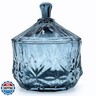 EWEIGEER 8oz Glass Candy Dish with Lid,Small Crystal Candy Jar,Apothecary Jar for Cotton Balls,Q Tips, Small Accessories,Office,Bathroom,Dining Room Organizer(Gray)