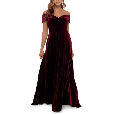 Xscape Womens Purple Velvet Long Formal Evening Dress Gown 8 BHFO 5304