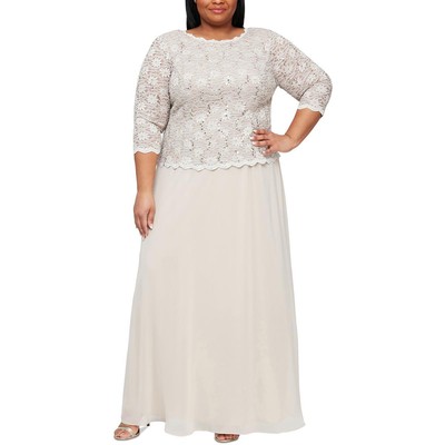 Alex Evenings Женское коричневое шифоновое вечернее платье с блестками Plus 18W BHFO 1191