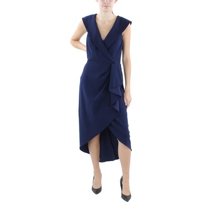 Женское темно-синее асимметричное длинное вечернее платье с запахом Xscape 10 BHFO 5590