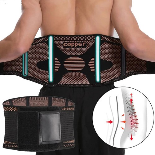 Waist Support Brace Belt Copper Lumbar Adjustable Low Back Pain Relief Men Women