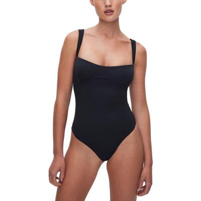 Good American Womens Black Thong Tank Top Adjustable Bodysuit XS BHFO 5417