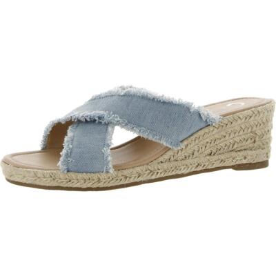 

Женские синие джинсовые босоножки на танкетке Journee Collection 12 Medium (B,M) BHFO 0278, Джинса, 004166