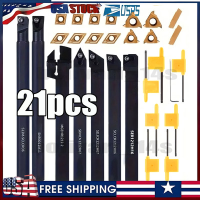 21PCS 1/2''(12mm) Shank Lathe Tool Holder Bit Set for Turning Applications NEW US