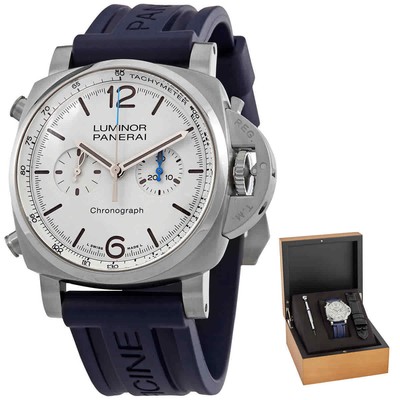 Мужские часы Panerai Luminor с хронографом и автоматическим белым циферблатом PAM01218