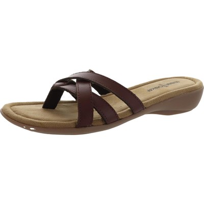 Minnetonka Womens Sunny Leather Slip On Flats Slide Sandals Shoes BHFO 1669