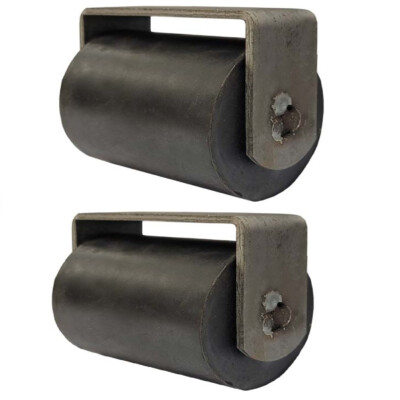3'' Sliding Gate Rubber Guide Roller Steel Mounting Bracket Bearing Weldable 2PK