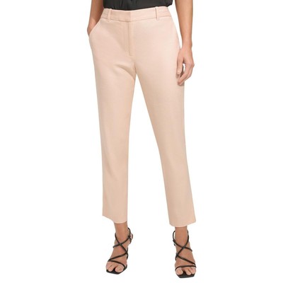 DKNY Womens Pink Linen Ultra High Rise Boot Cut Straight Leg Pants 14 BHFO 8324