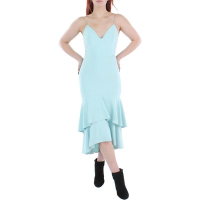 Женское синее вечернее платье миди с высокой посадкой Alice and Olivia, 2 BHFO 3998