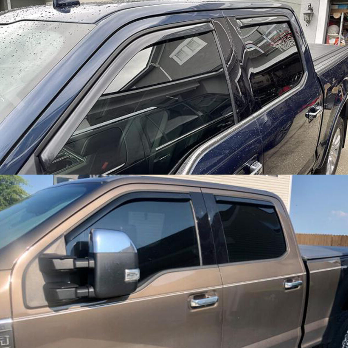 In-Channel Window Vent Visors Rain Guards For 2015-2022 Ford F150 Crew Cab