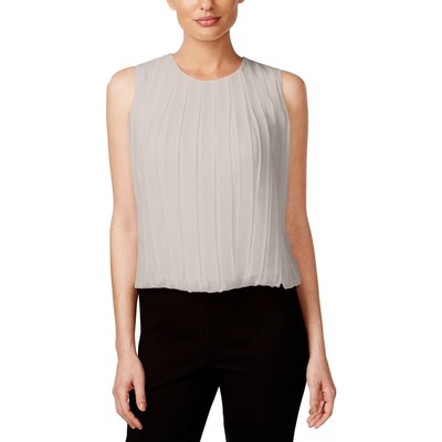 Женская бежевая шифоновая плиссированная блузка без рукавов Calvin Klein Top XL BHFO 5054