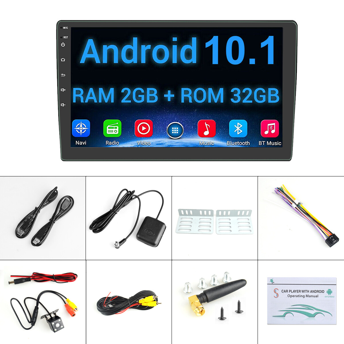 9" Car Player Android 10.1 Stereo GPS Navi MP5 Double 2 Din WiFi Quad Core Radio