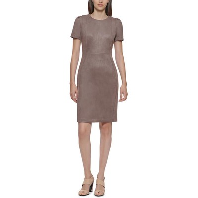 

Женское мини-платье-футляр из серо-коричневой искусственной замши Calvin Klein Petites  BHFO 6813, Cocoa