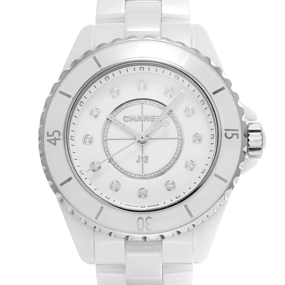 Pre-owned Chanel J12 White Ceramic 33mm H5703 Watch From Tokyo Ship By Dhl